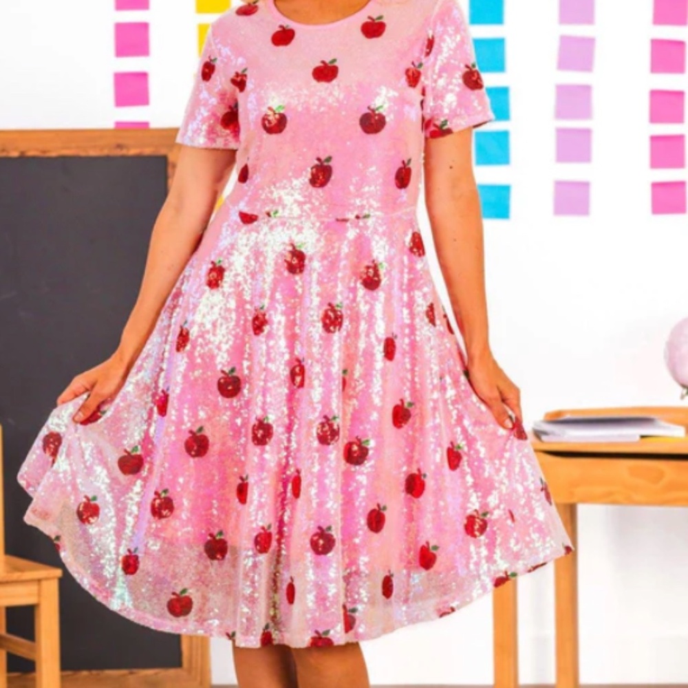 Pink Sequin Apple Dress